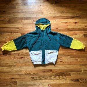 Corduroy color block jacket zip up hoodie
